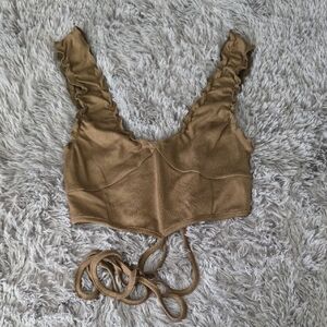 2 For $20. Urban Outfitters Tan Ruffled Tank Top